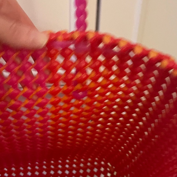 Carel Paris Orange and Pink Woven Tote Bag - Picture 14 of 15